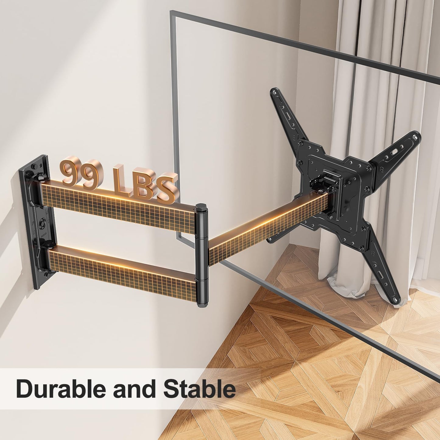 ELIVED 31.3 Inch Long Arm TV Mount for Most 32-65 Inch TVs, Swivel and Tilt Long Extension TV Wall Mount, Full Motion Wall Mount Bracket Max VESA 400x400mm, Holds up to 99 lbs.
