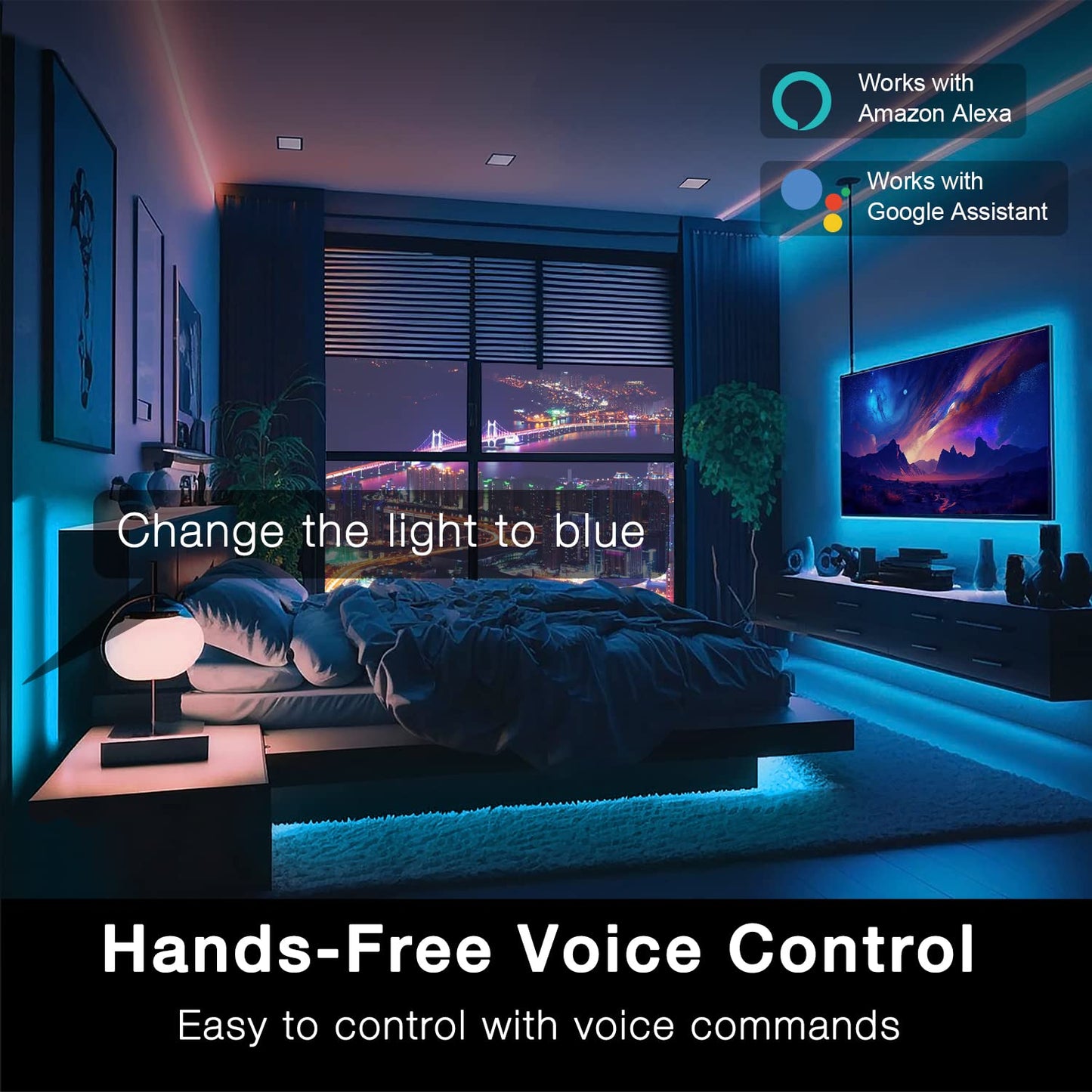 DAYBETTER Smart WiFi LED Strip Lights, 100ft, Multicolor, Tuya App Controlled, Works with Alexa & Google Assistant, Model FLSL501215WIFITY01