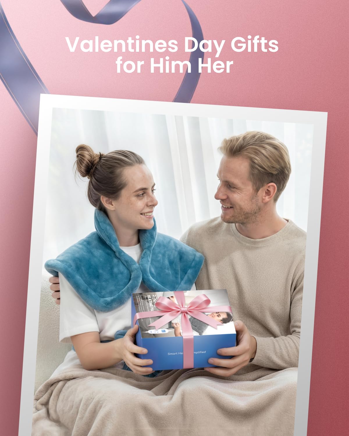RENPHO Valentines Day Gifts for Her Him, Heating Pad for Neck and Shoulders and Back, Birthday Gifts for Women Men, FSA Eligible HSA Store, 24"x33" Weighted Electric Heat Pad, ETL Certified, Blue