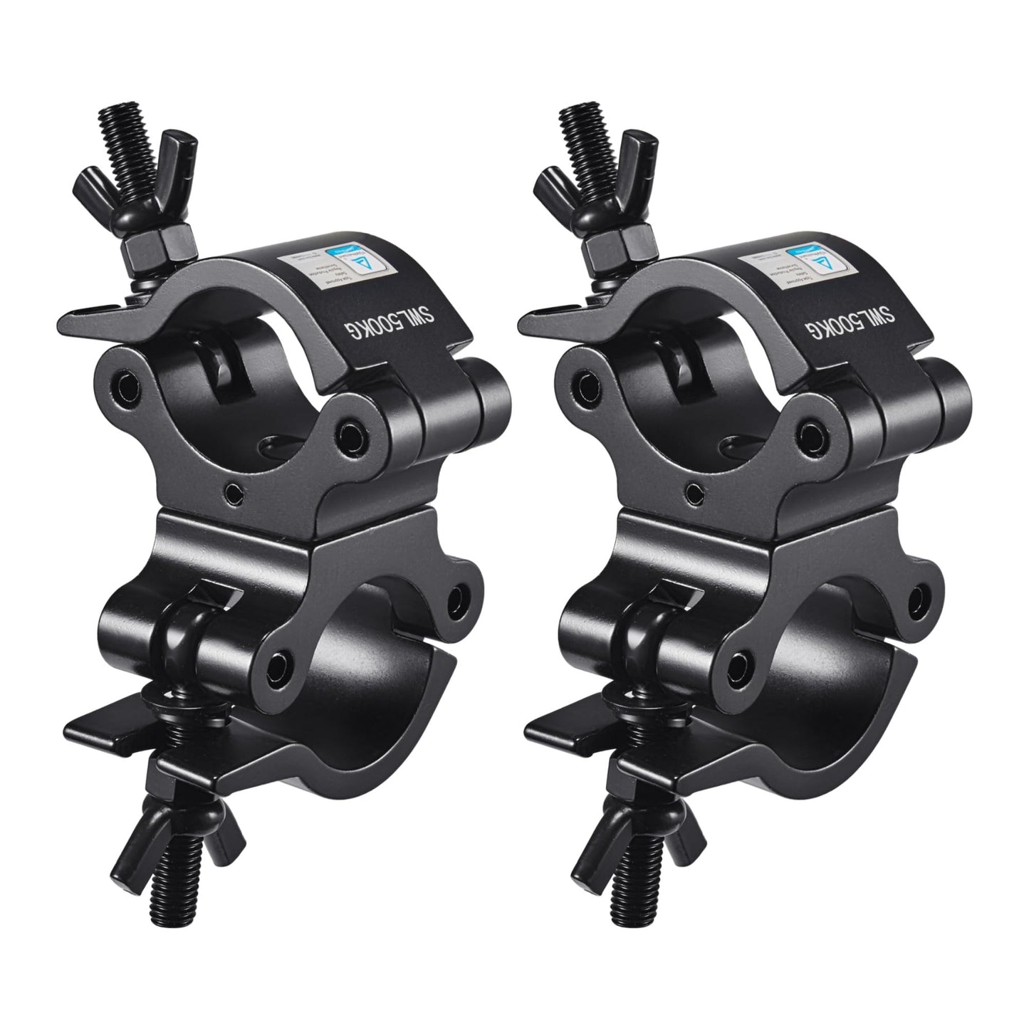 Tuv Pro-Swivel Truss Clamp Black 2 Inch, 2 Pack Rualin Heavy Duty 500Kg Swivel Coupler 50Mm Truss Clamps, Dual Head Turn As Need