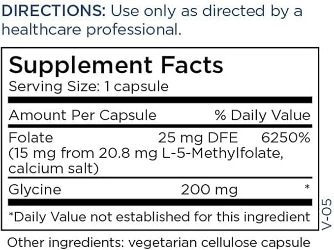 Metabolic Maintenance L-Methylfolate 15 mg - L Methyl Folate, Methylfolate Supplement for Women & Men, Methylated Vitamin B9 (5-MTHF) for Brain Health, Focus, and Calm - 60 Capsules (Pack of 1)