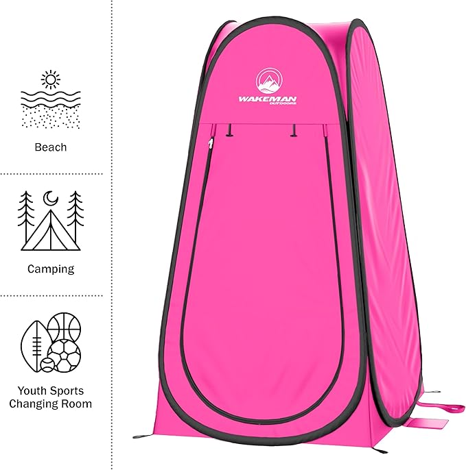 Pop Up Pod - Privacy Shower Tent, Dressing Room, or Portable Toilet Stall with Carry Bag for Camping, Beach, or Tailgate by Wakeman Outdoors