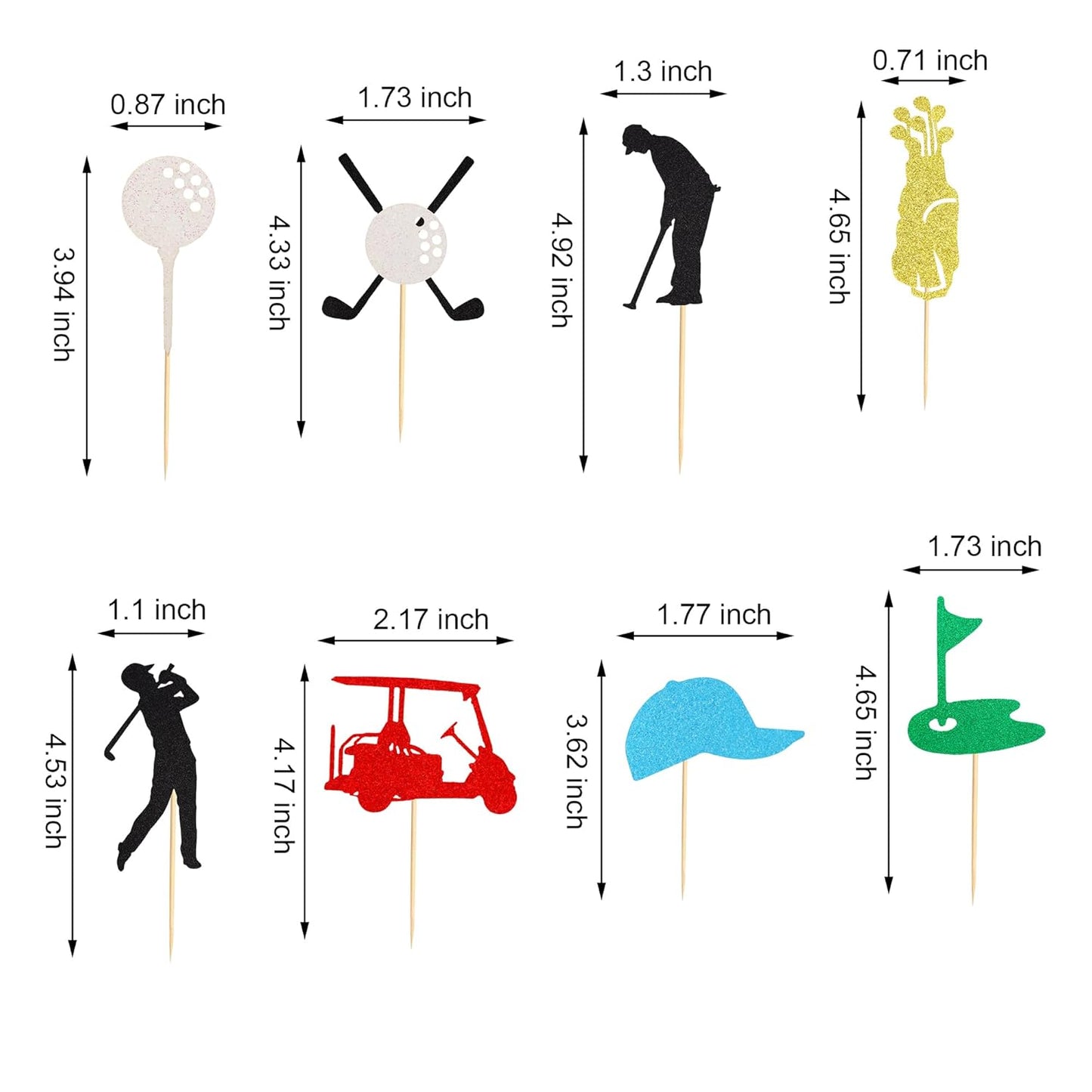 24Pcs Golf Cupcake Toppers Golf Ball Birthday Party Decorations for Girls Boys Golf Player Cake Decorations Golf Baby Shower Party Supplies for Men Women