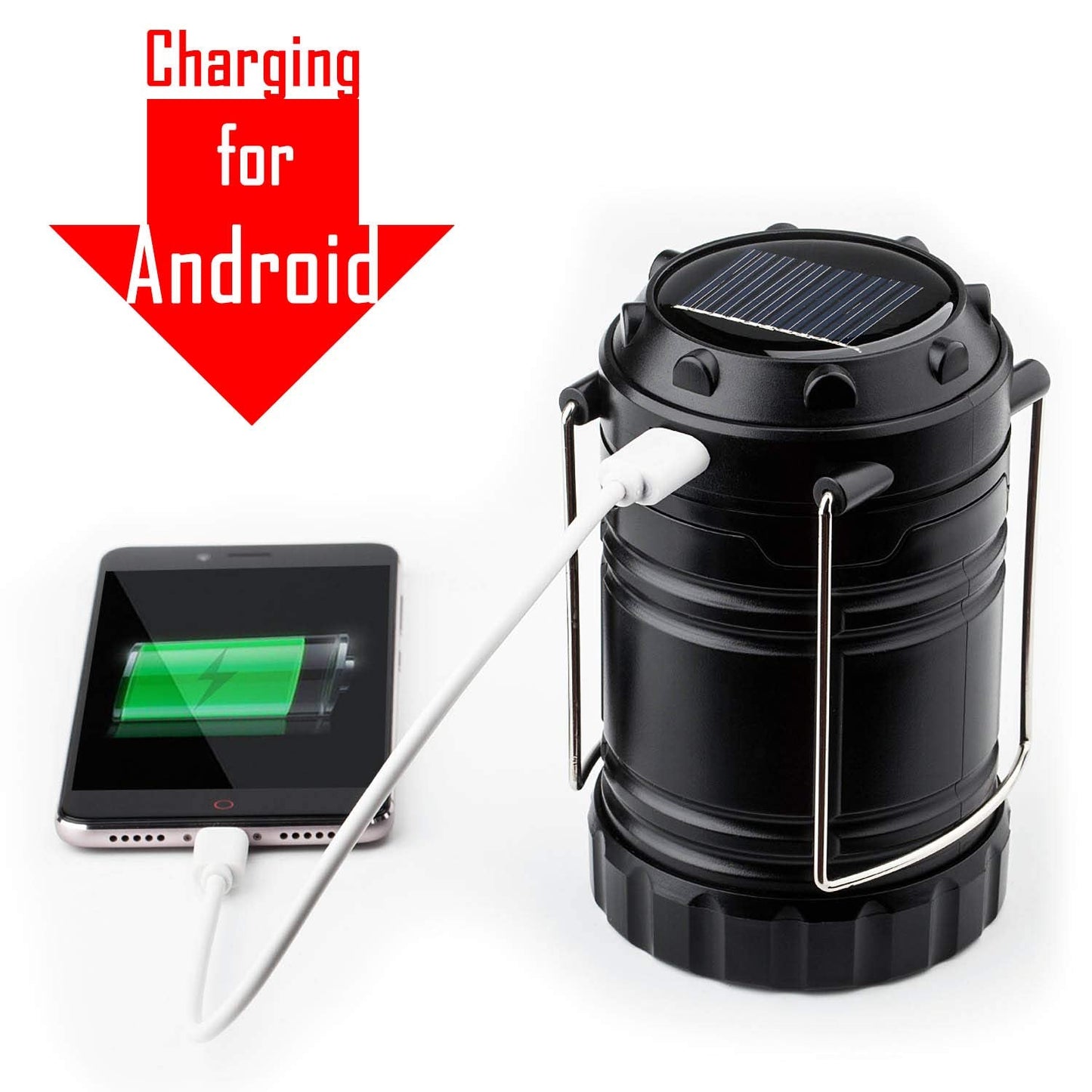 TANSOREN 4 Pack Solar USB Rechargeable COB LED Camping Lantern, Magnetic Base, Waterproof, Black, Model: model-d-64
