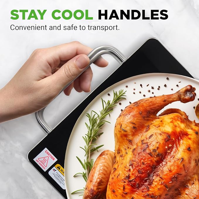NutriChef Large Electric Warming Tray | 20" x 12" Hot Plate | Ideal for Buffets, Restaurants, Parties, & Home Dinners - Glass Top Keeps Food Hot - Perfect for Events | Heats your food to 200°F