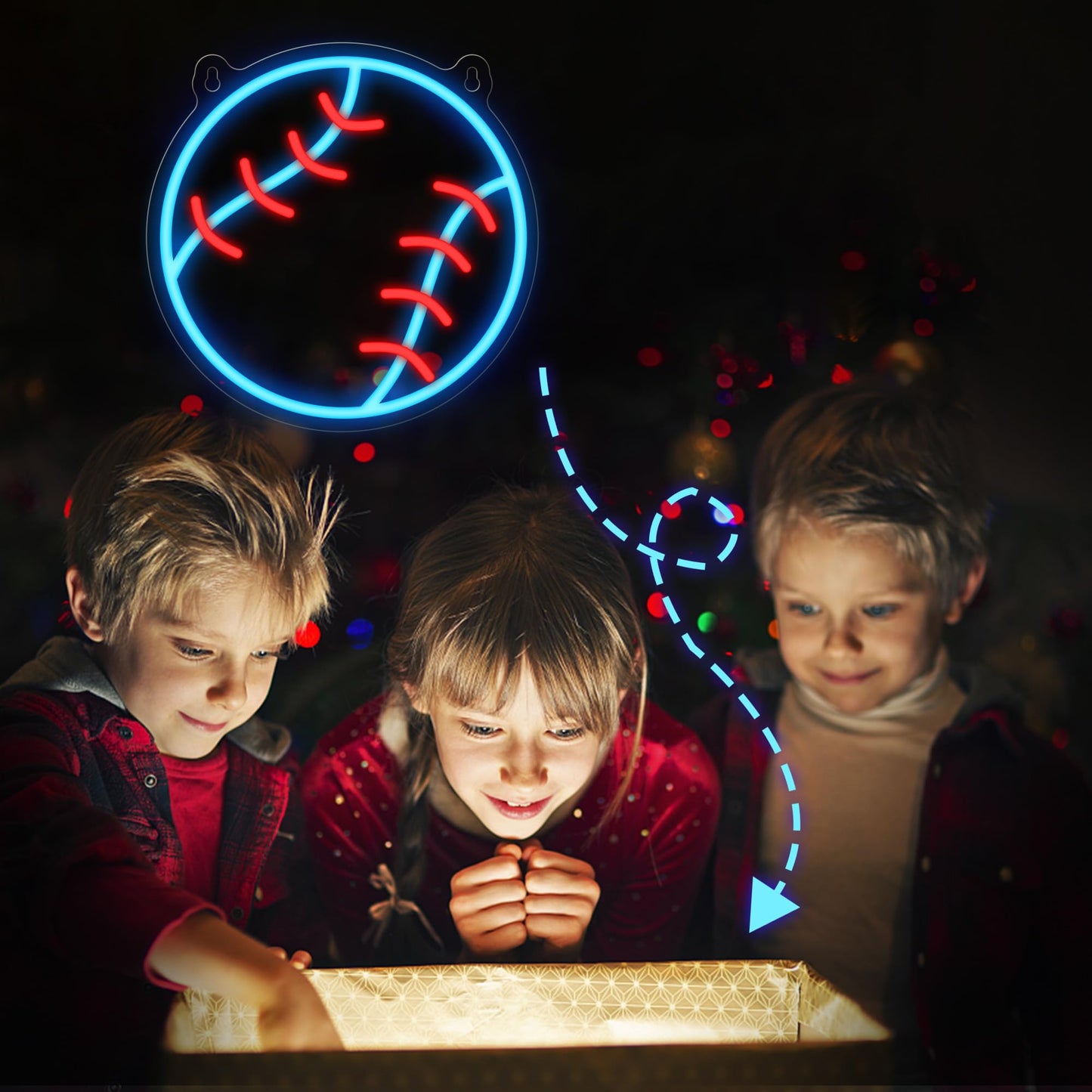 CoolGift Mart Baseball Neon Sign - Dimmable Sport Wall Decor with USB Power, Unique Gifts for Men & Boys 8-12, LED Bedroom Lights for Man Cave College Dorm Baseball Fan Accessories