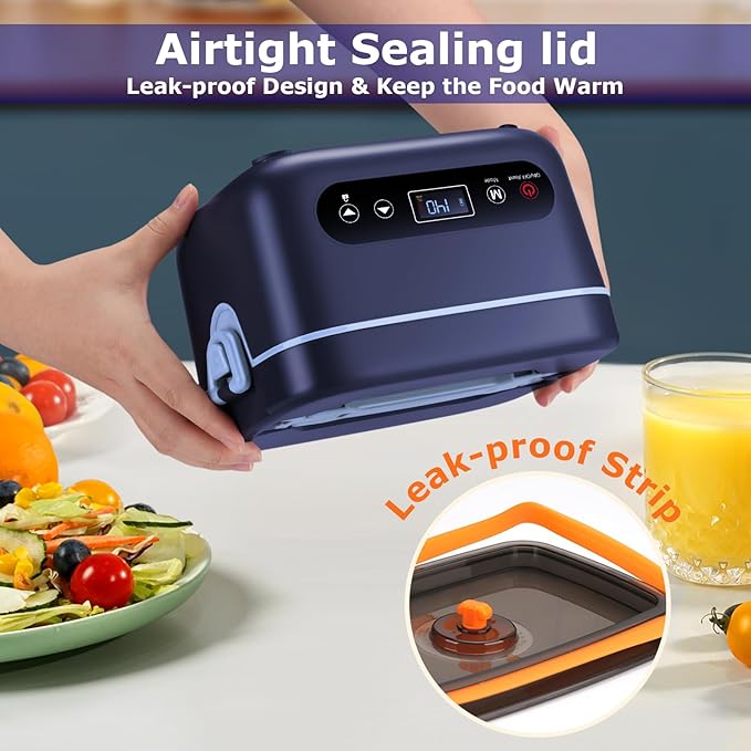 1.2L Cordless Electric Lunch Box – 20000mAh Rechargeable Portable Food Warmer with 5-Sided Heating, Auto Temperature Control, Leakproof & BPA-Free – Perfect for Office, Truck, Outdoors Blue
