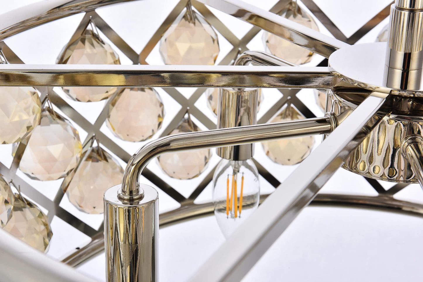 Elegant Lighting 5-Light Pendant Lamp, 20in Depth x 9in Height, Polished Nickel Finish, Golden Teak, Model 1214D20PN-GT/RC