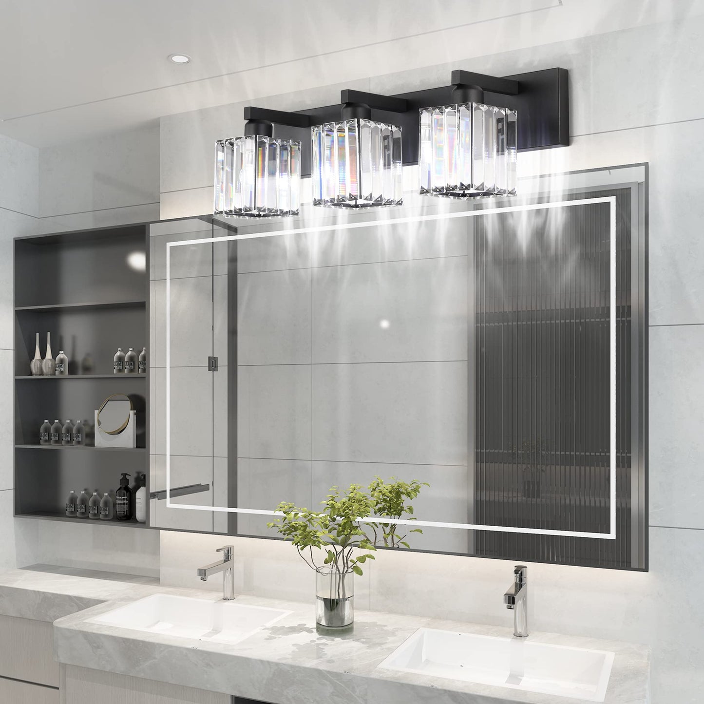 Aipsun Black Vanity Light 3-Light Aluminum Modern Bathroom Fixture Model 8461