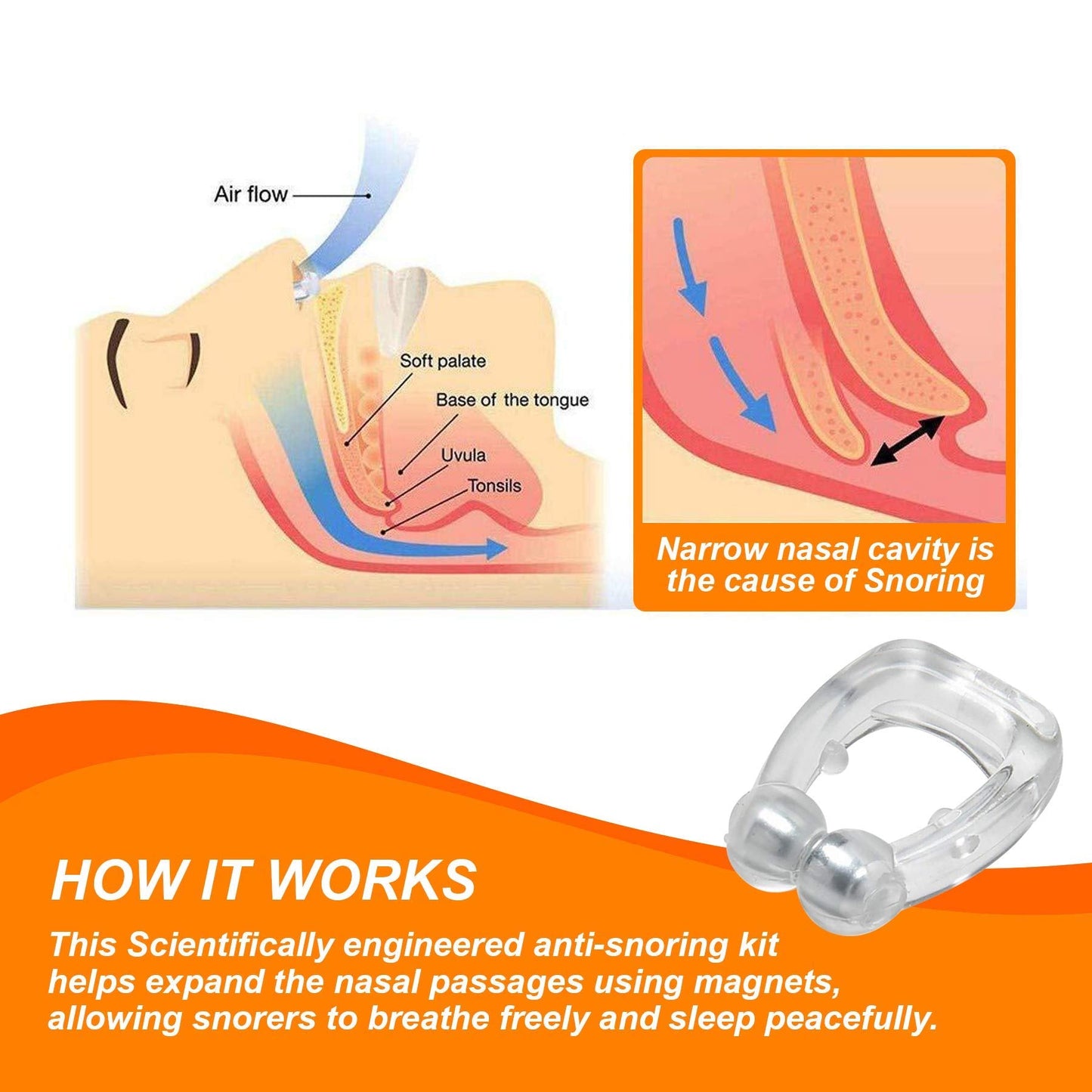 Mobi Lock Magnetic Nasal Clip (Pack of 12) - Silicone Nose Clip - A Simple Solution for Nasal Snorers - Reusable Snoring Device to Enjoy a Peaceful Night's Sleep