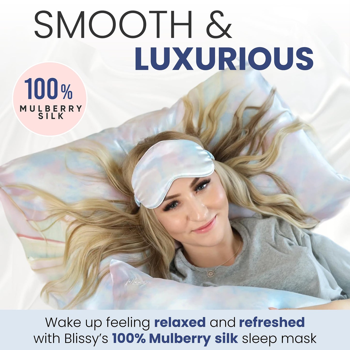 Blissy Silk Sleep Mask - Eye Sleeping Mask for Women & Men for Total Blackout - 100% Pure Mulberry Silk, 22 Momme 6a Fibers - Blindfold Sleep Mask Side Sleeper Eye Cover (Tie Dye)