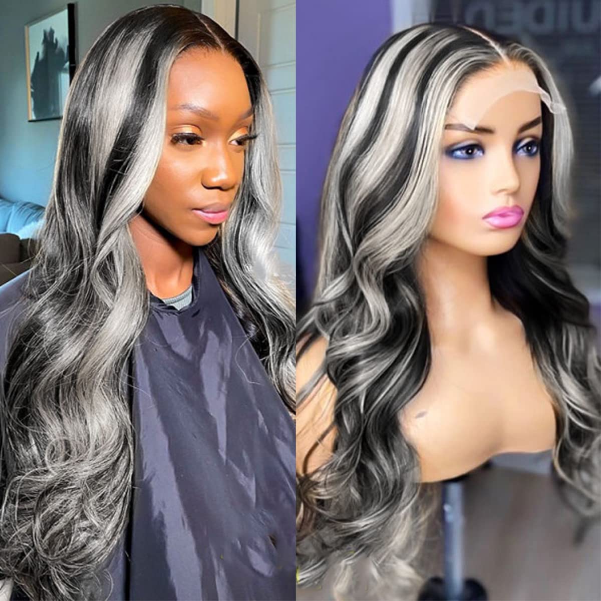 Lagalaga Bundles Human Hair 20 22 24 Inch Body P4/GREY Human Hair Bundles Unprocessed Brazilian Virgin Hair Quick Weave Hair for