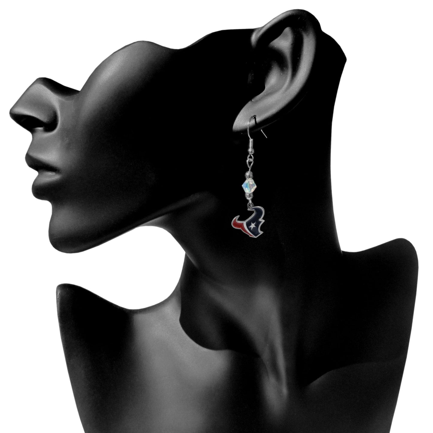 NFL Siskiyou Sports Womens Houston Texans Crystal Dangle Earrings One Size Team Color