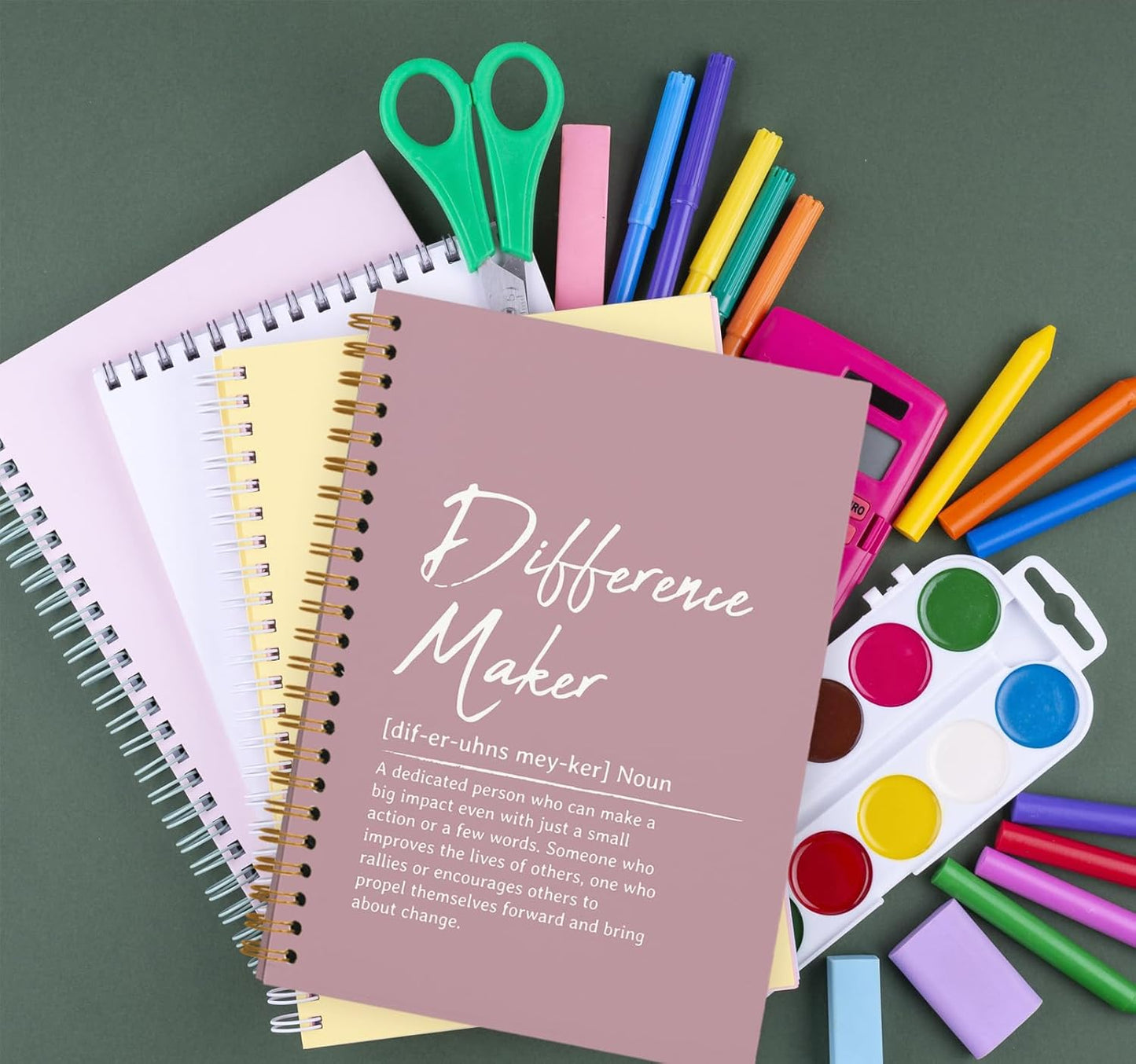 OXW Pink Meeting Notebooks for Work, Difference Maker Gift Office Work Notebook Journal for Writing Note Taking, Thank You Gifts for Women Men Leader Boss Mentor Manager Principal, 5.5"x8.3"