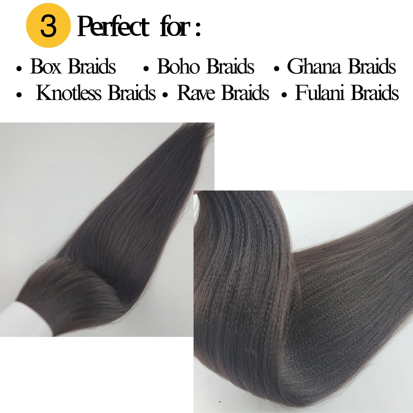 Dark Brown Pre-stretched Braiding Hair hypoallergenic ez braid Color 4 pre stretched braiding hair Extensions for Knotless Box B