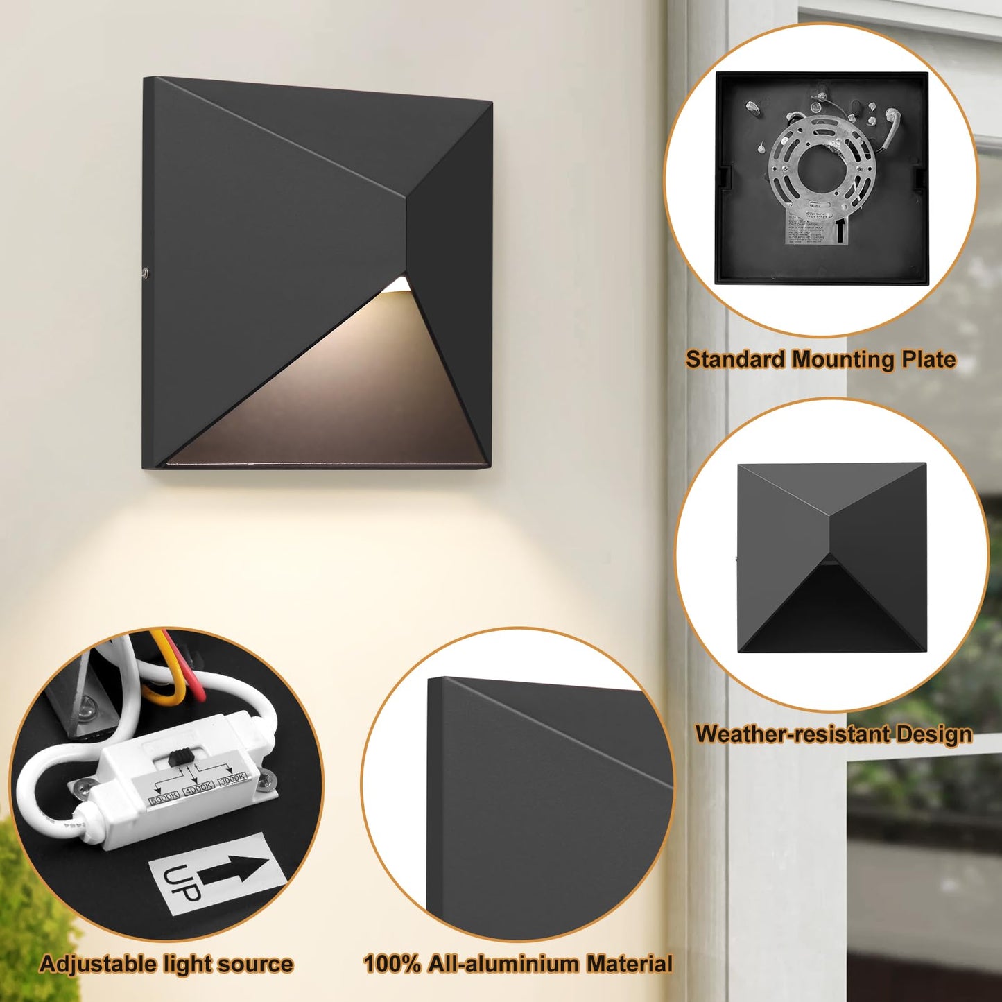 Outdoor Light Fixture Wall Mount With 3 Lighting Modes  Led Exterior Lighting Fixtures For Outside  Modern Front Porch Lights  Waterproof Black Wall Sconce For House  Patio  Garage  Doorway  Entryway