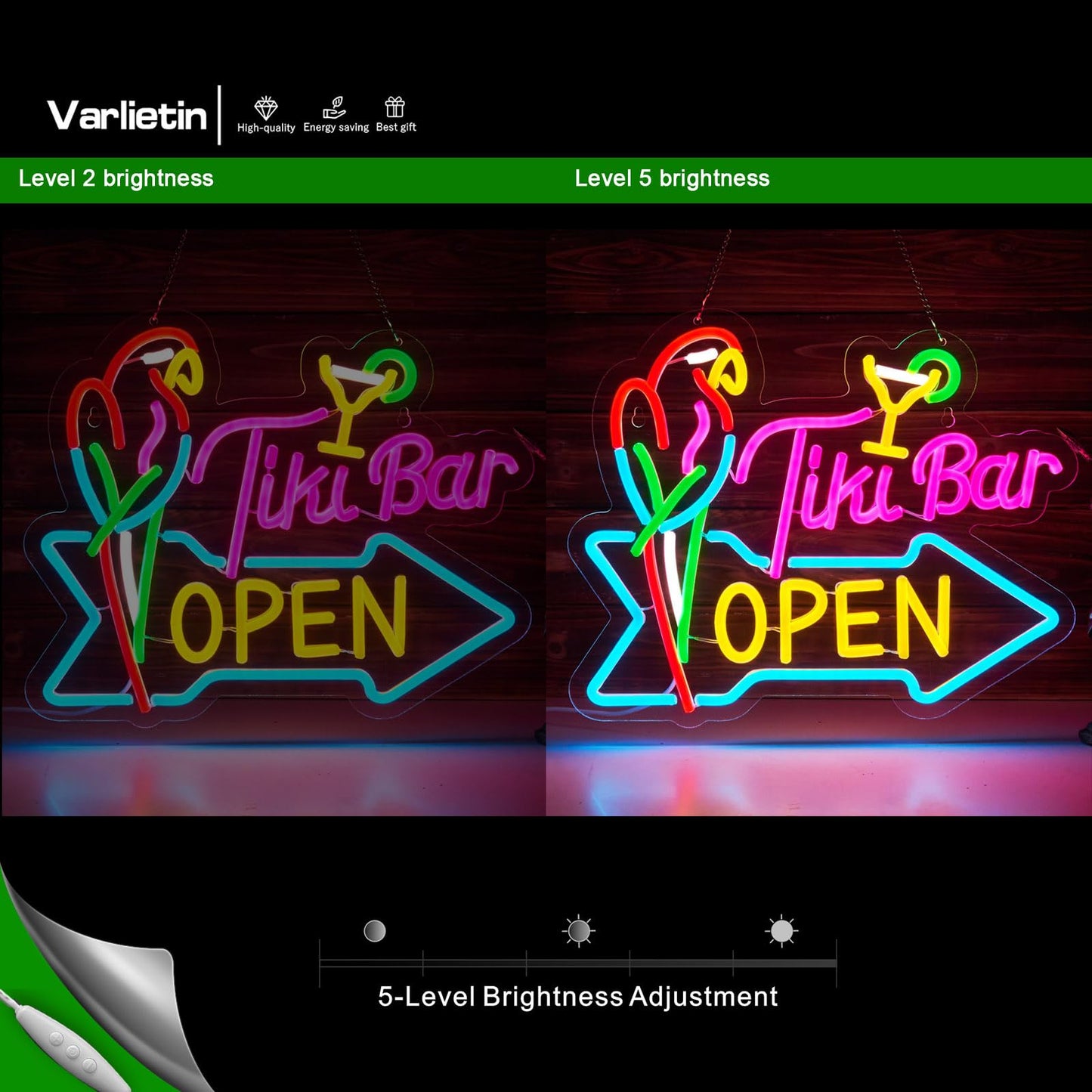 Tiki Bar Open Neon Sign For Wall Decor Parrot malt-inspired Tiki Bar Open Led Light Up Dimmable Signs Compatible With Timer For Pub Party Man Cave Room Restaurant Business Party Art Decor