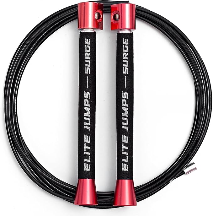 Elite Jumps Surge 3.0 Professional Speed Rope for Double Unders - Patented Dual Bearing Ultra Light-Weight Handle for Prem...