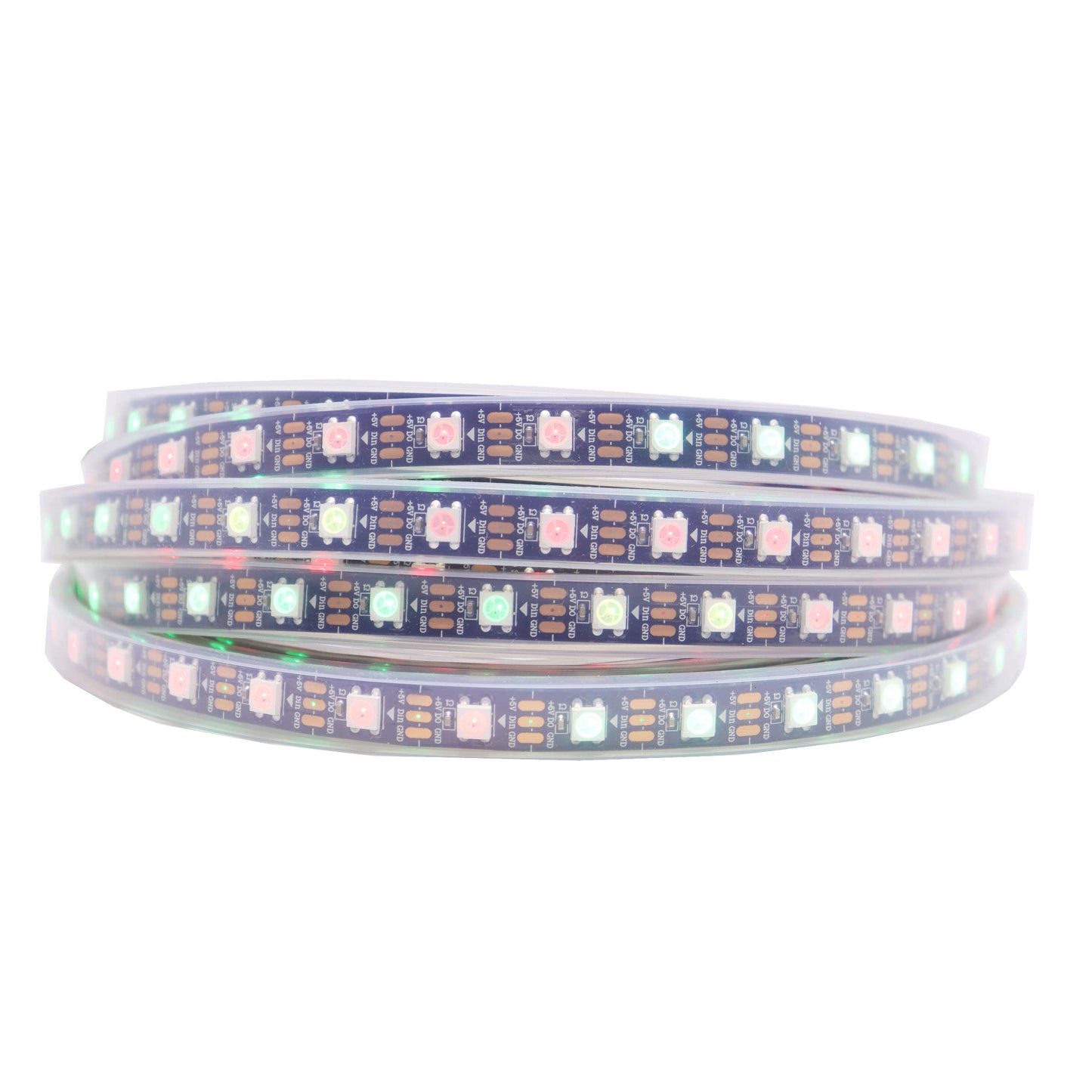 LOAMLIN WS2812B IC RGB 5050SMD ECO Individual Addressable LED Strip Light, 16.4FT 300LED 60LED/m Flexible Full Color IP67 Waterproof DC5V Black PCB for DIY Project (No Power Adapter or Controller)
