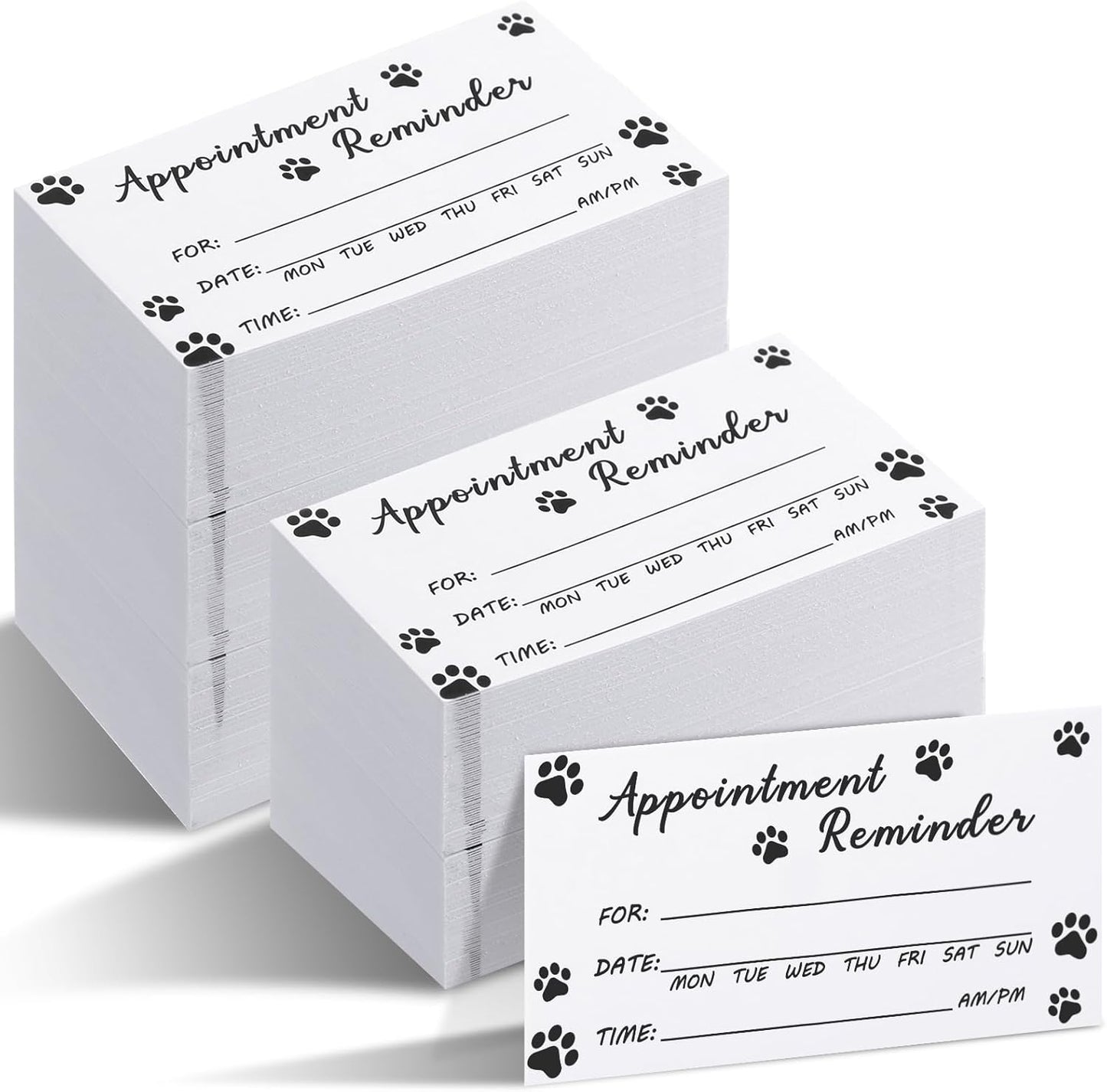 Seajan 1000 Pcs Pet Grooming Appointment Cards Bulk Paw Prints Appointment Reminder Cards for Dog Grooming, Pet Care, Client Business, Hair Salon, Dental Office, Massage Therapist and More, White