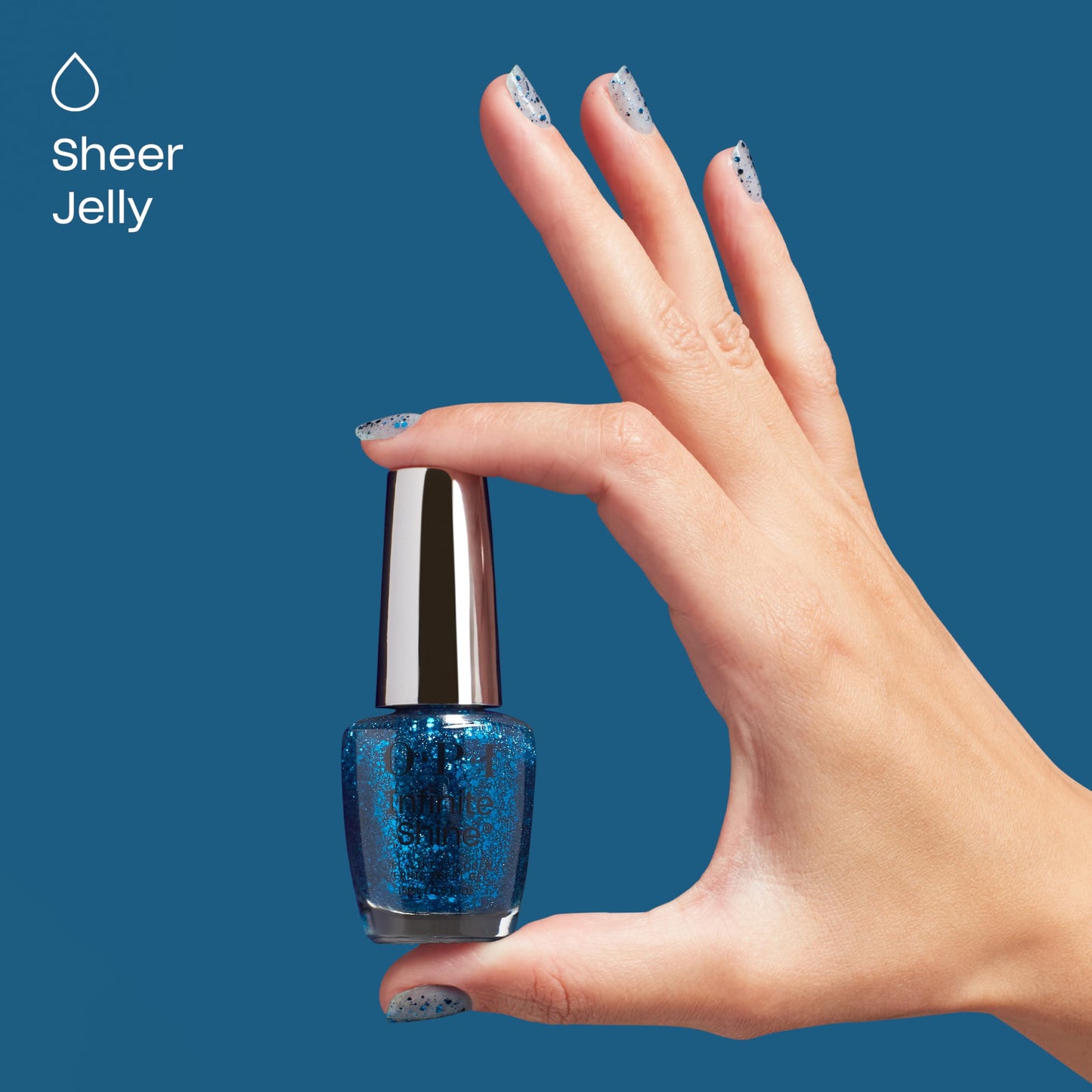 OPI Infinite Shine Dust the Competition | Jelly Dark Blue Glitter Long Wear Gel Like Nail Polish | Make 'Em Jelly! Collection |