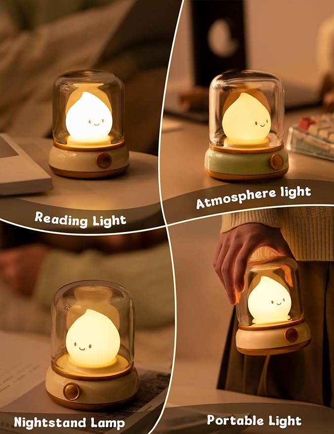 Christmas Gifts for Teens Flame Lamp, Christmas Decor,Kids Night Light，Adjustable Dimmable Rechargeable Night Light for Kids, Girls, Boys Gifts,Christmas Decorations
