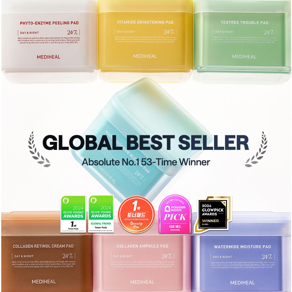MEDIHEAL Teatree Trouble Facial Toner Pads with Tea Tree & Lactobacillus - Calming & Soothing for Sensitive & Acne Prone Skin -