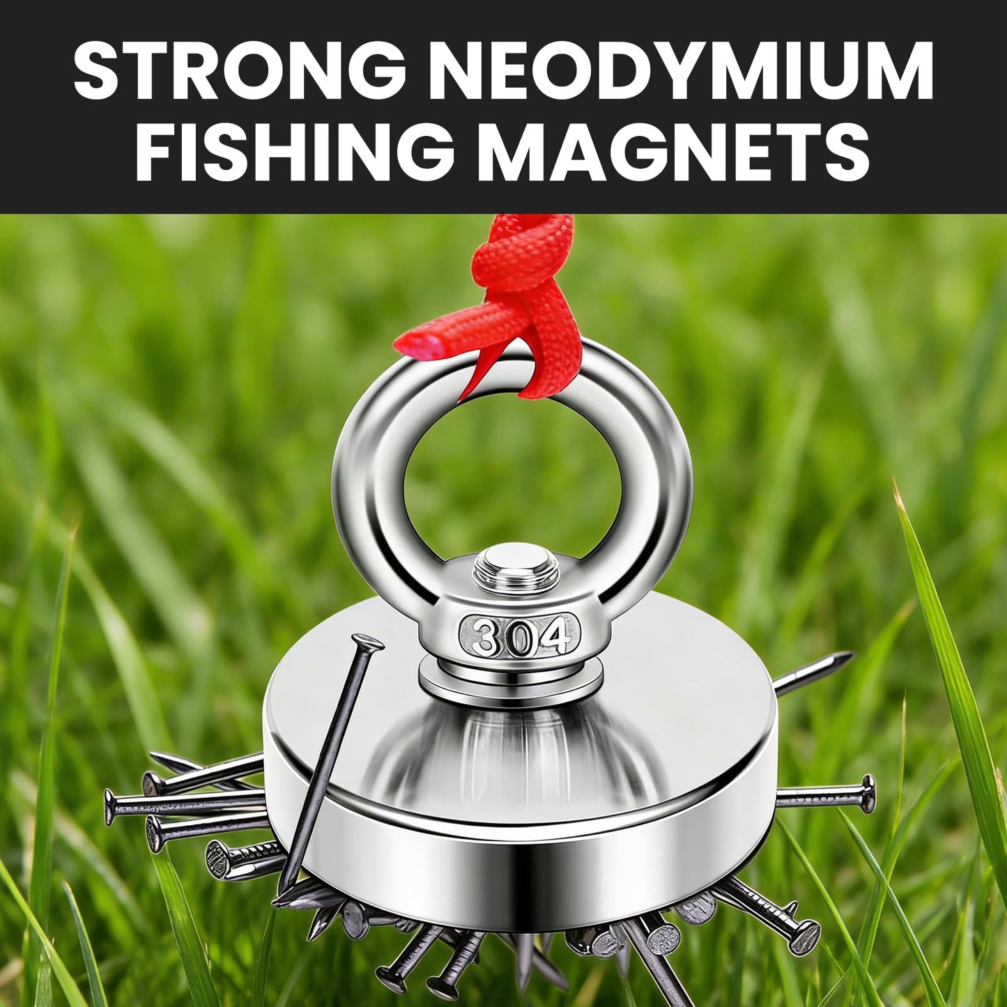 DIYMAG Super Strong Neodymium Fishing Magnets, 500 LBS(227 KG) Pulling Force Rare Earth Magnet with Countersunk Hole Eyebolt Diameter 2.36 in(60mm) for Retrieving in River and Magnetic Fishing