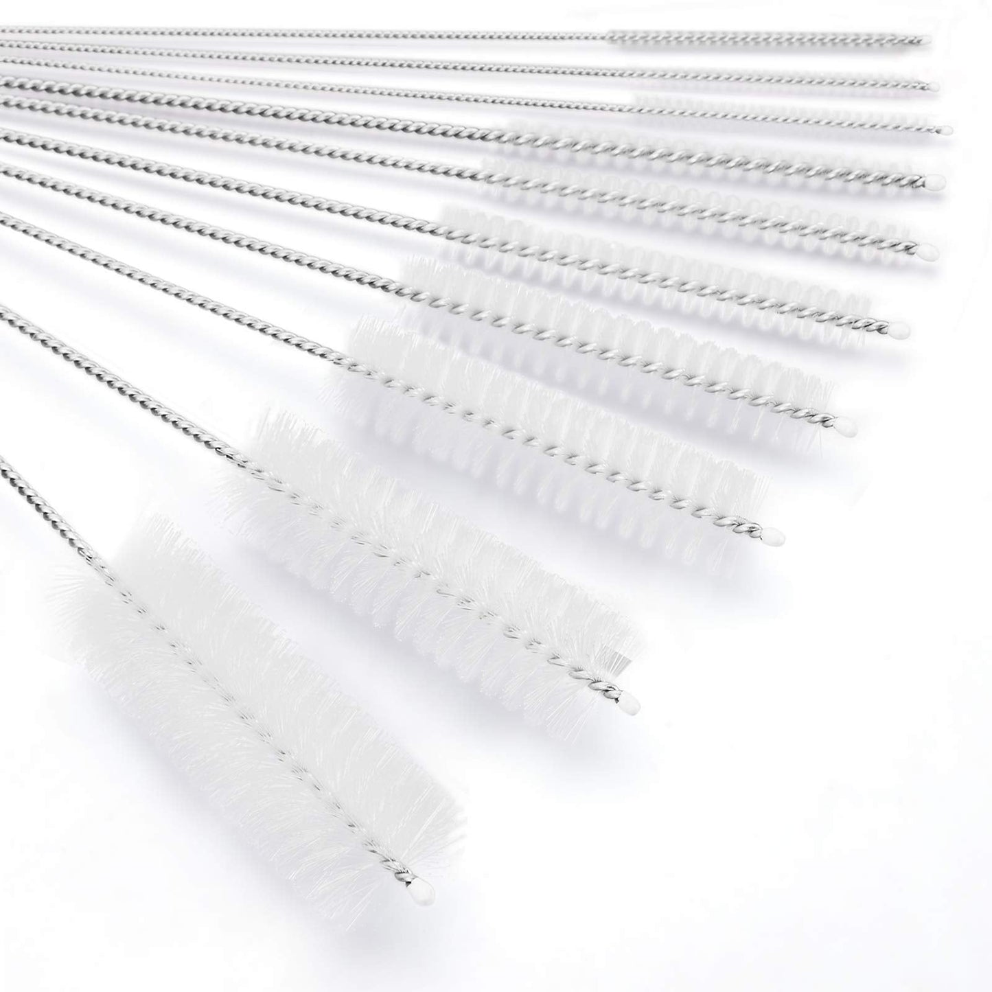 CiaraQ Bottle Cleaning Brushes, 8 Inch Nylon Tube Brush Set, Cleaner for Narrow Neck Bottles Cups with Hook, Set of 10pcs.