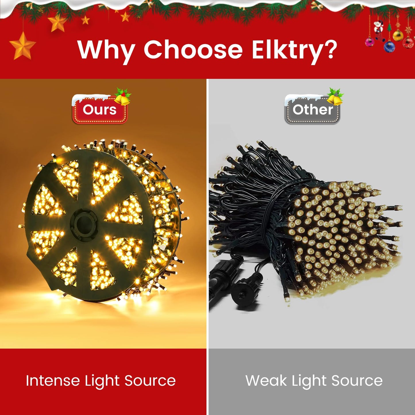 Areker 82Ft 1000Led Christmas Lights Outdoor Indoor  Green Wire Christmas String Lights Plug In  Ultra Bright 8 Modes Waterproof Fairy Lights For Xmas Tree Party Wedding Decoration  Warm White