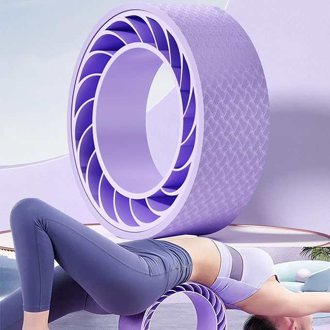 Curve magic wheel：Fit Prop Foam Padded Back Stretcher Wheel with Center Spine Cradle，Yoga Wheel for Improving Yoga Poses, ...