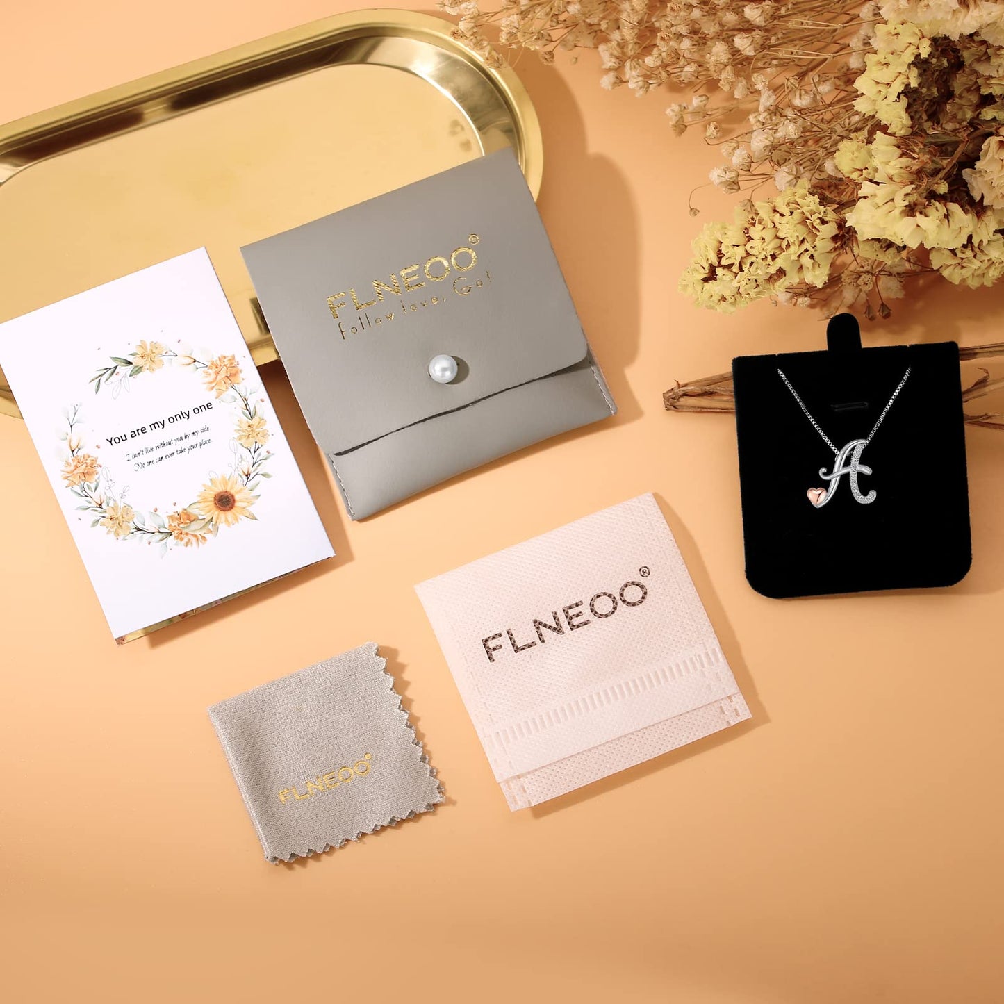 FLNEOO Initial Necklaces for Women - 14K Silver Letter Necklace for Teens, Cute Name Necklace Dainty Jewelry Gifts, Christmas Id