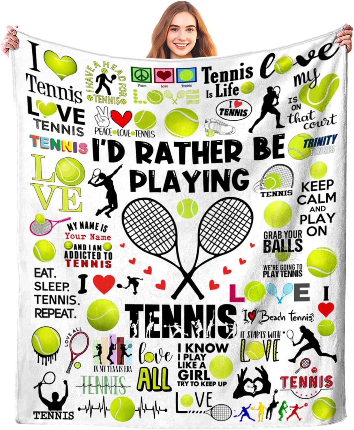 Tennis Blanket Soft Cozy Flannel Throw Blankets Bedding Tennis Lovers Merch Gifts for Boys Girls Women Adults Gifts 60"X50"