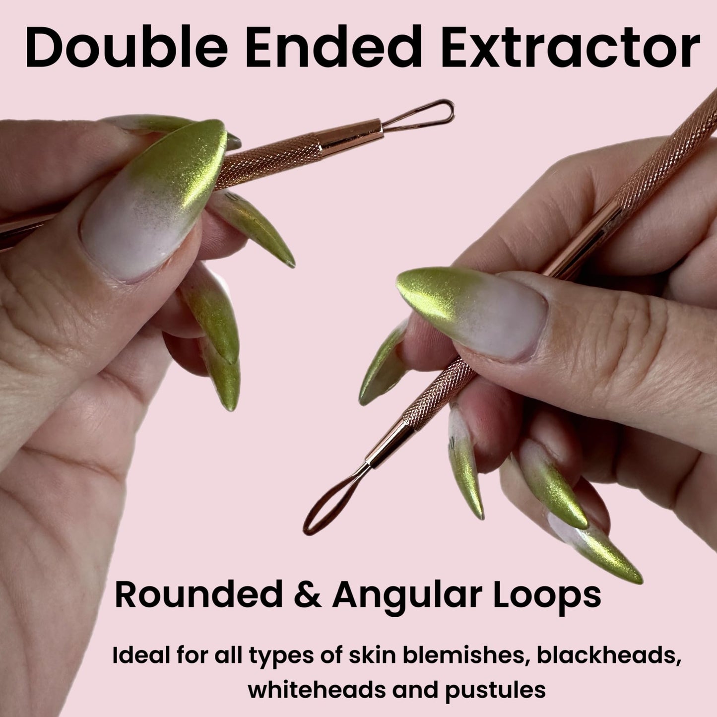 2 Professional Stainless Steel Blackhead Remover Blemish Extractor Tool - Acne Skin Nose Face Tzone Whitehead Zit Pimple Popper