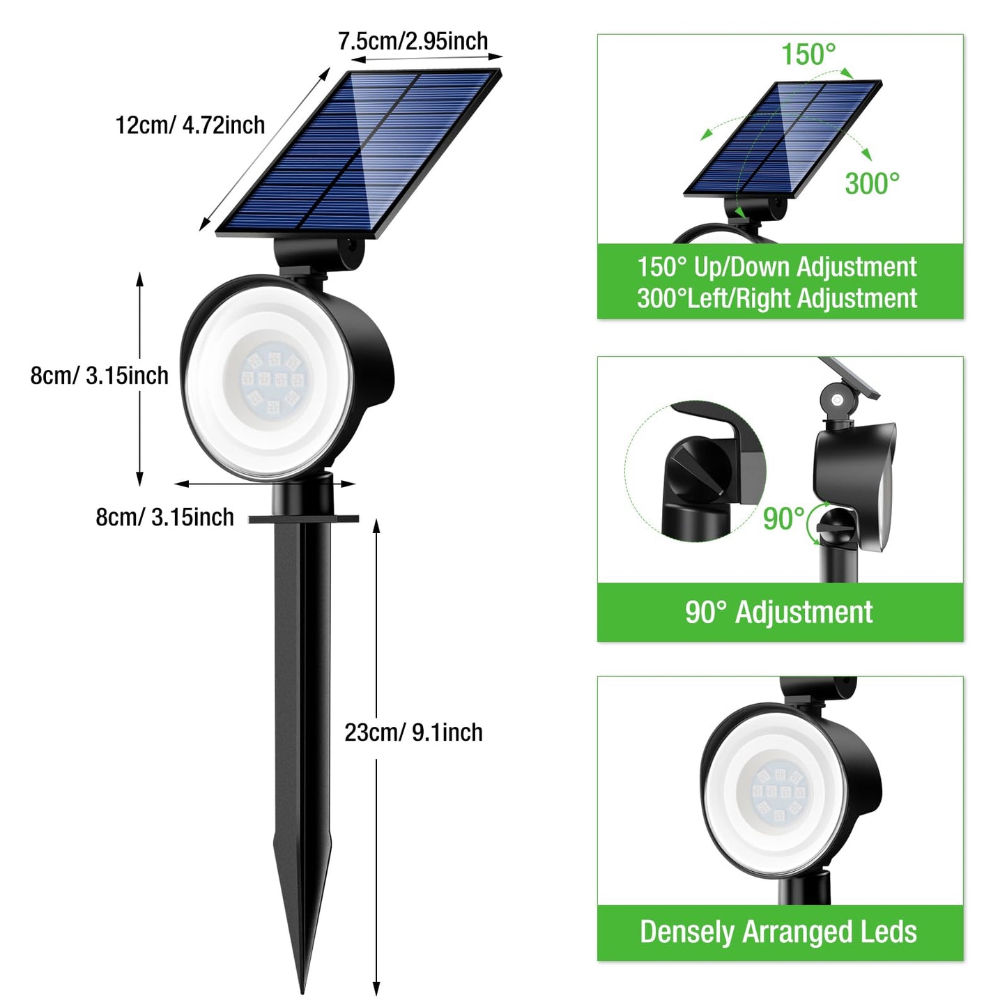 Nipify 4 Pack Solar Spot Lights Outdoor Waterproof  Solar Spotlight Light For Outside Yard Landscape Lighting Pathway Lights Wall Auto On/Off  Rgb