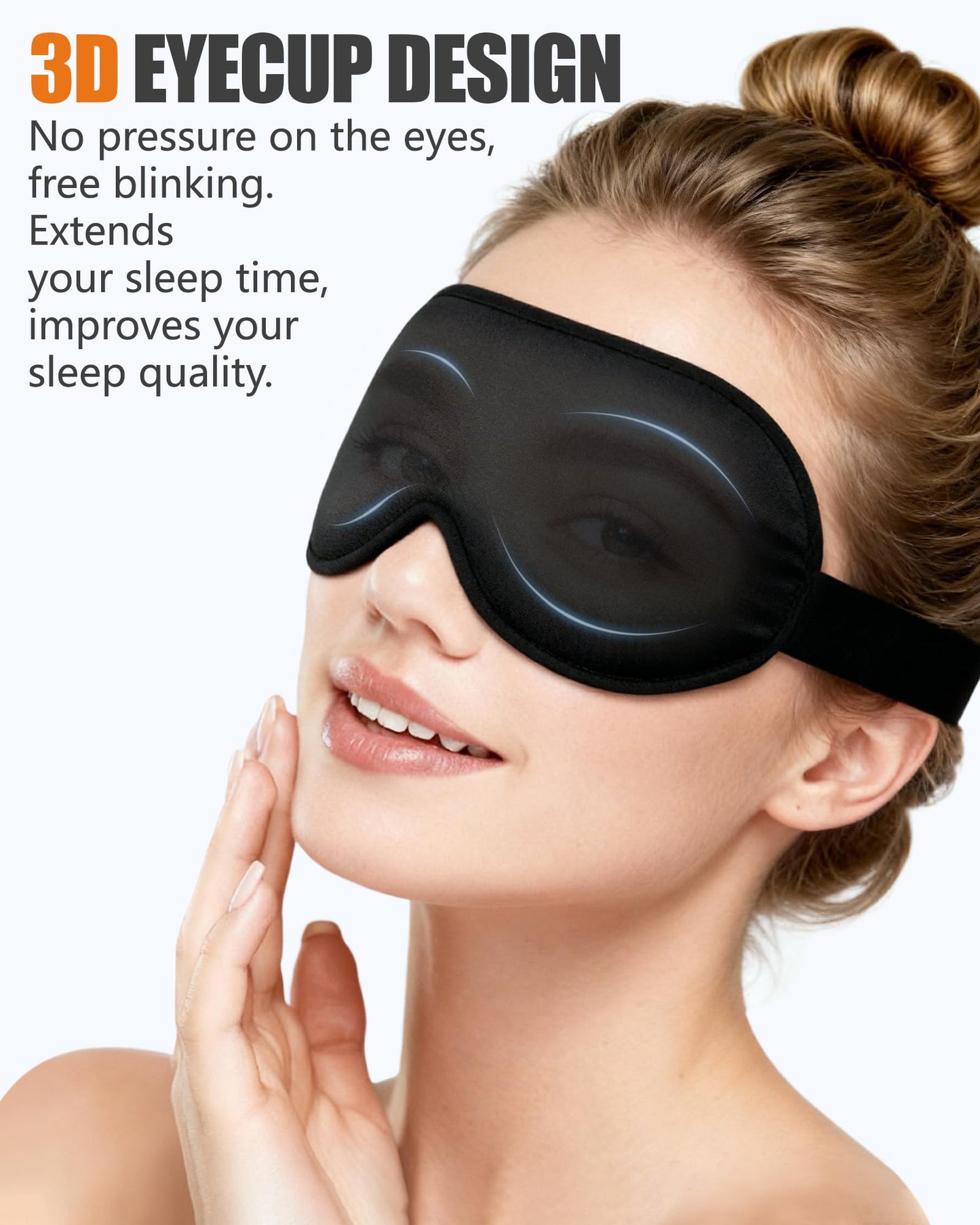 lulir Sleep Mask for Side Sleeper Men Women, 100% Blackout Sleep Mask, Zero Eye Pressure 3D Sleeping Mask, Ergonomic Design and Breathable, Suitable for Travel Yoga, Black