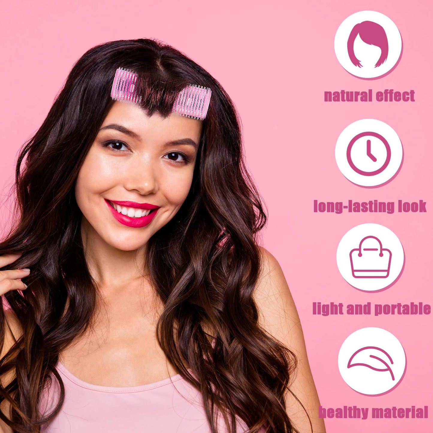 WILLBOND 4 Pcs Long Hair Rollers for Bangs Aluminum Core Curlers Thermal Self Grip Roller for Long and Medium Hair Women Hairsty