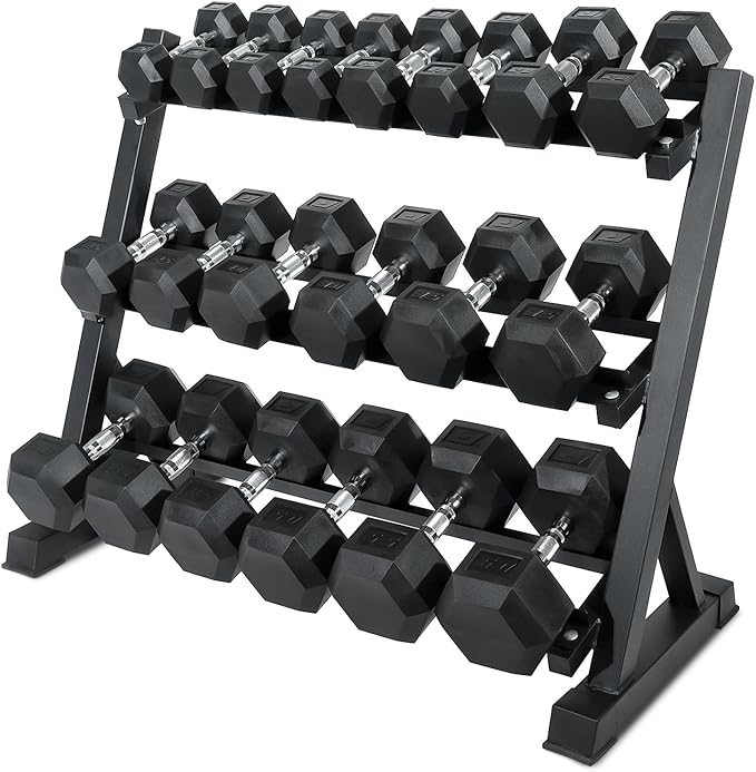 Ritfit 5-650 LBS PVC Encased Hex Dumbbell Sets with Optional Rack for Home Gym, Hand weight with Chrome Handle for Strengt...