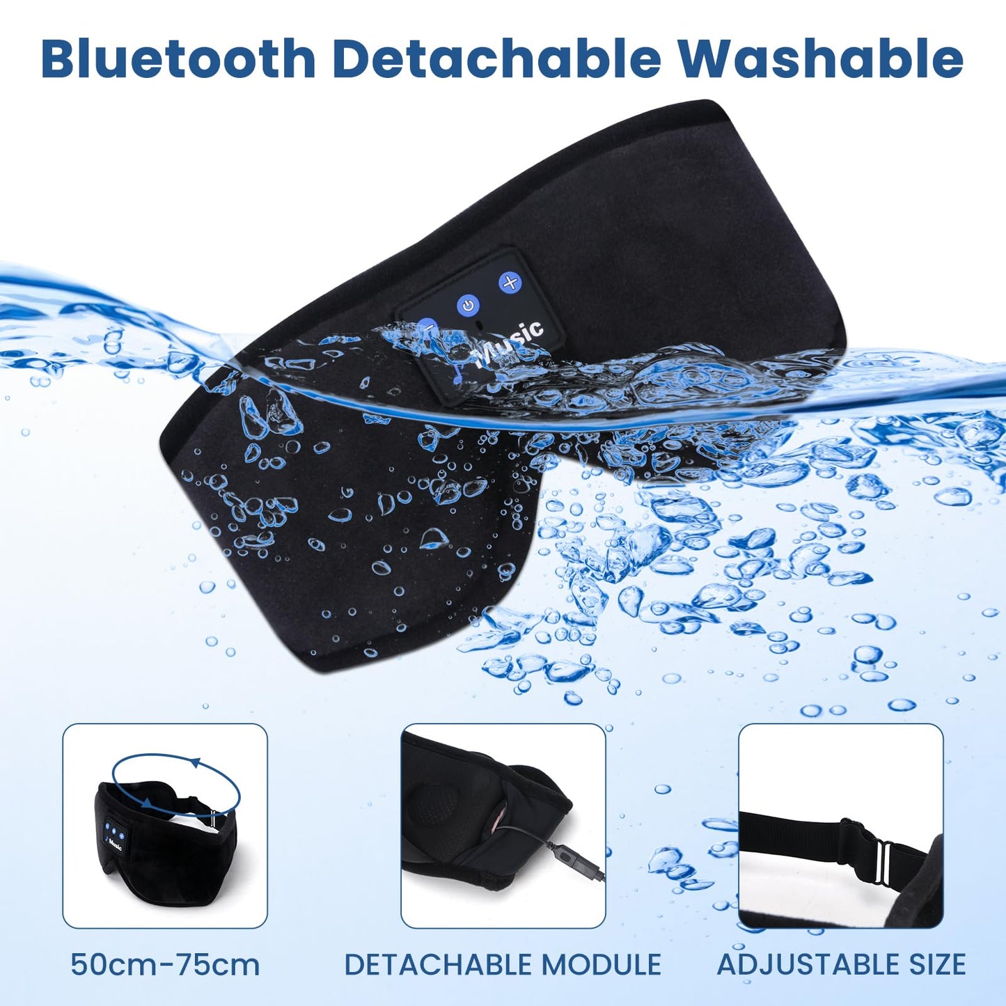 3D Sleep Mask with Bluetooth Headphones, Sleeping Headphones for Side Sleepers, Wireless Music Eye Mask with Ultra-Thin Stereo Speakers for Men, Women