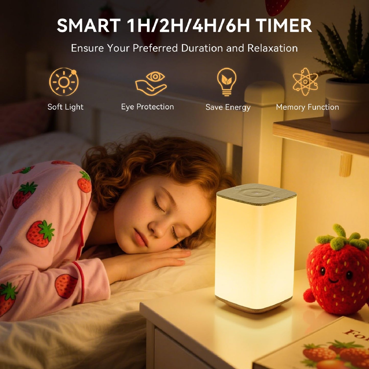 Auxmir Touch Dimmable Night Light Lamp, 256 RGB Colors, 4000mAh Rechargeable, Brown, Model S580, Soft Eye Caring for Kids and mature-themeds