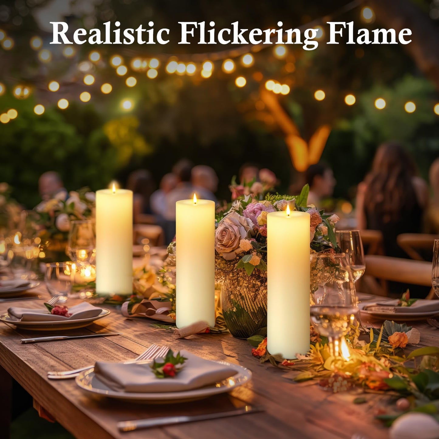 14" x 4" Large Outdoor Candles, Waterproof Flickering LED Flameless Candles with Timer, Battery Operated Candles with Remote Control Realistic Fake Pillar for Patio Porch Lanterns, Ivory 1 Pack
