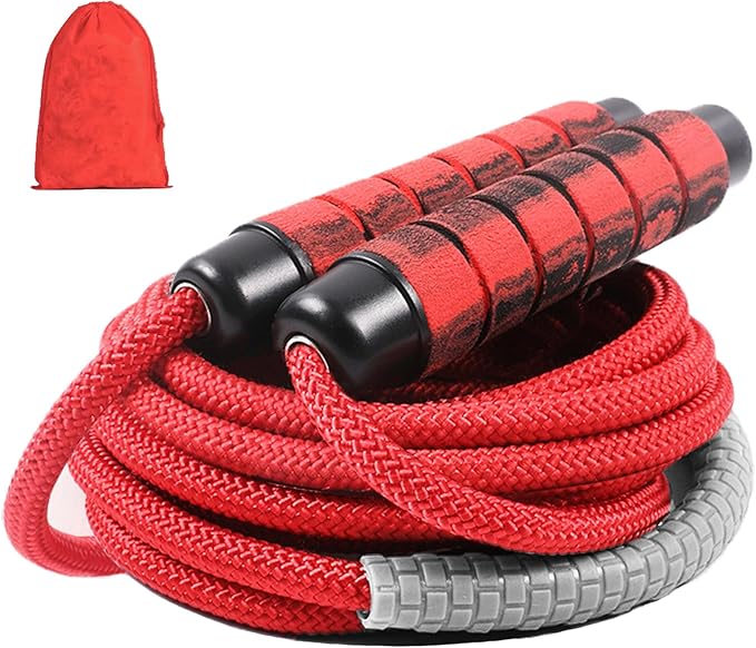 TIMEASY Weighted Jump Rope Nylon Adjustable - Tangle-Free Jump Rope for Women, Men, Kids, and Adults with Foam Handle, Rap...