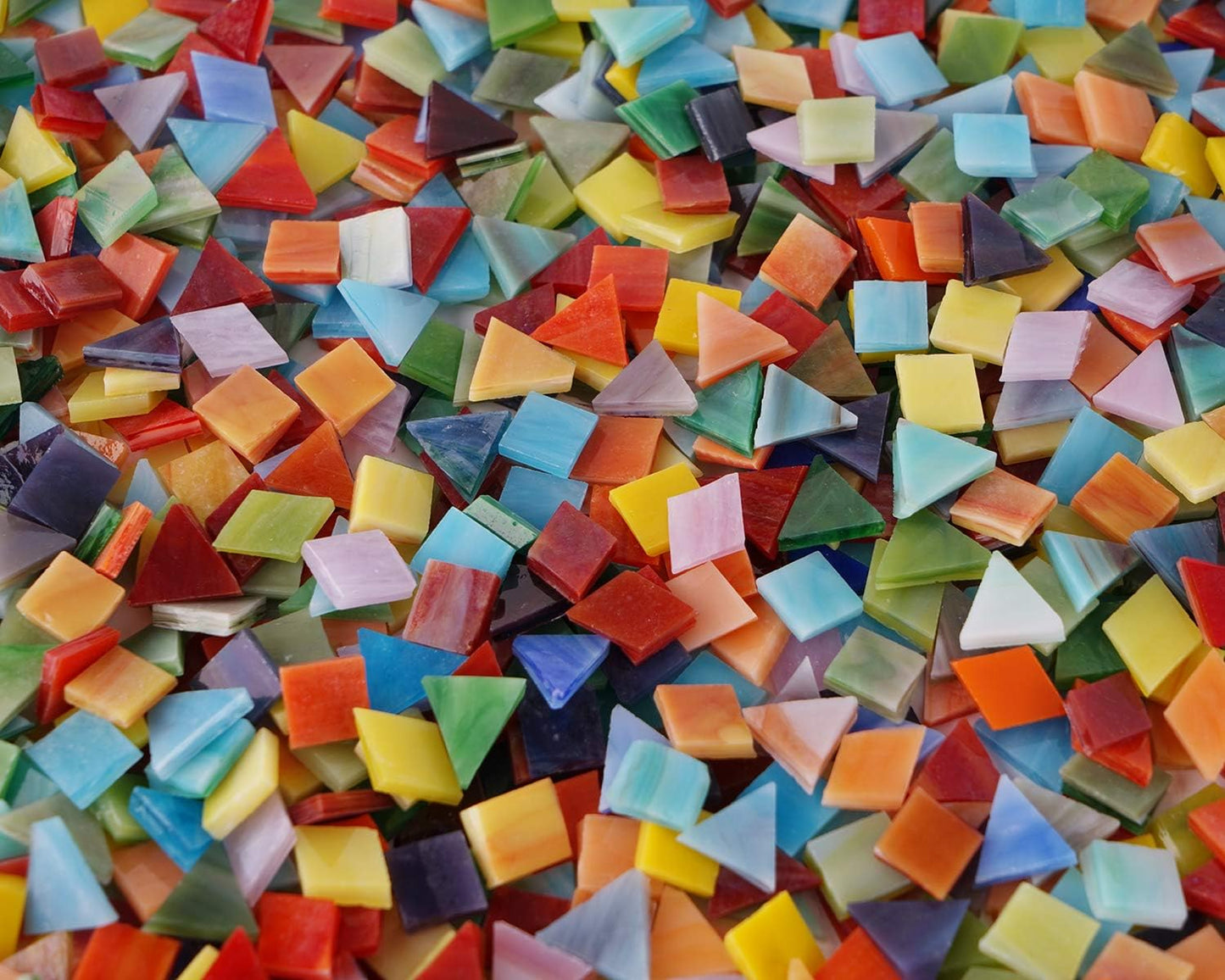 Lanyani 1600 Pieces/2.2 Pounds Vibrant Mixed Glass Mosaic Tiles for Crafts Cathedral Stained Glass Pieces - Assorted Colors and Shapes-Great Value Pack, Opaque…