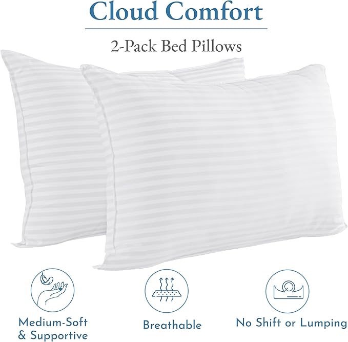 California Design Den 2-Pack Bed Pillows Standard Size Set of 2 for Sleeping, Cooling Luxury Hotel Pillows, for Back, Stomach or Side Sleepers