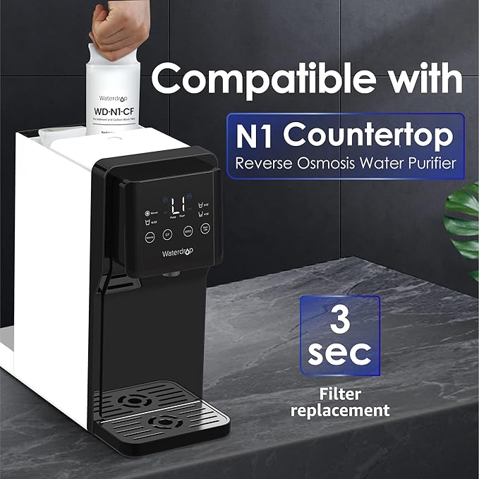 Waterdrop WD-N1-CF Water Filter, Replacement for N1 Countertop Reverse Osmosis System, 6-month Lifetime