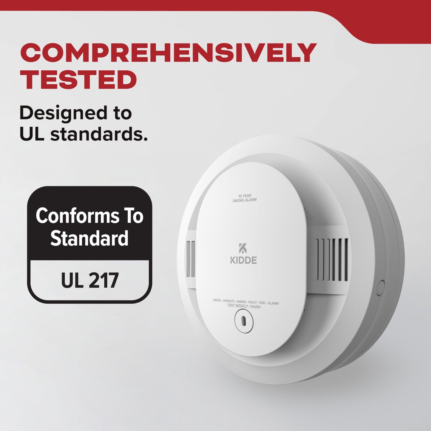 Kidde Smoke Detector, 10-Year Battery Powered, LED Warning Light Indicators, 3-Pack