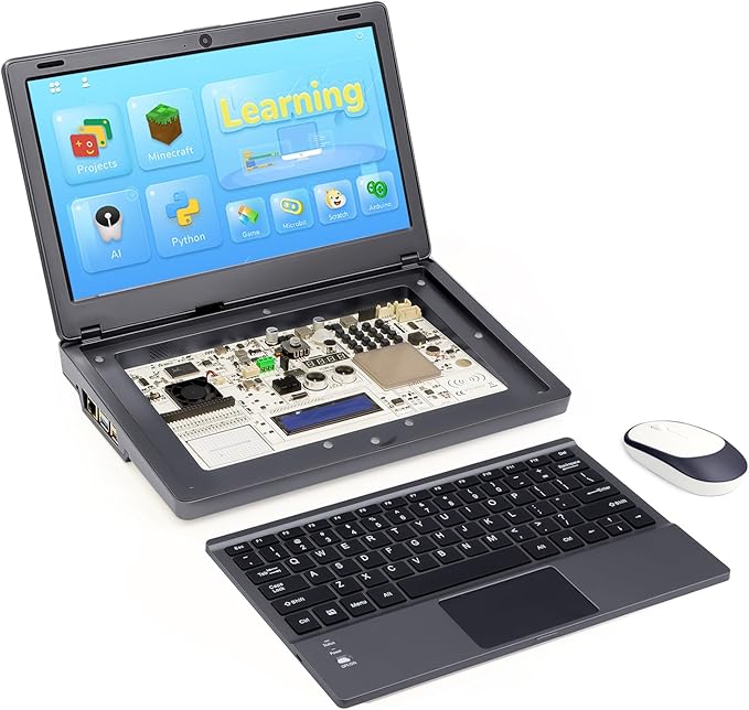 ELECROW CrowPi 2 All-in-one Kit with RPi 5 4GB Board & 11.6 Inch IPS Screen, Compatible for Raspberry Pi 4/5 Laptop, Learning Programming Sensor Kit for Professional Kids Adult (Advanced Kit)