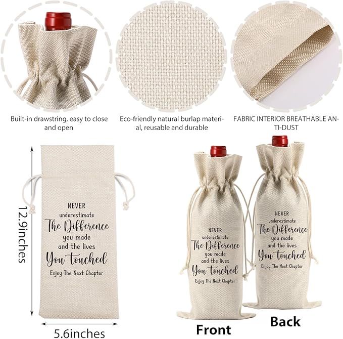 Going Moving Away Retirement Leaving Farewell Goodbye Gifts for Women Friends Coworkers Party Decorations New Home Job Beginning Gifts Enjoy The Next Chapter Wine Bag
