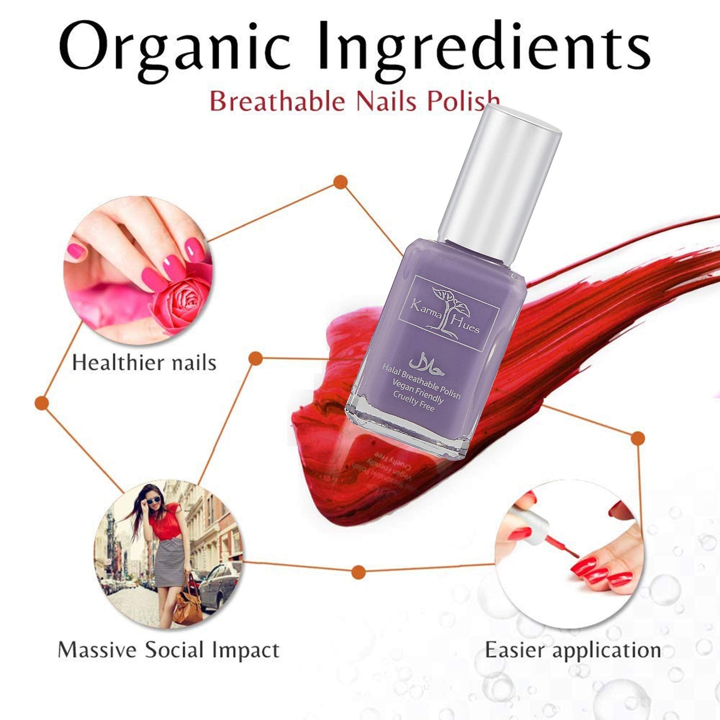 Karma Naturals Certified Halal Nail Polish - Breathable & Water Permeable, Wudu Friendly (Bilquis)