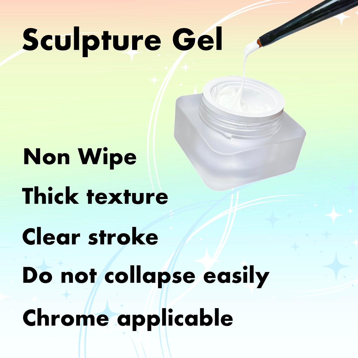 YJMyujimi Nail Gel polish sculpture gel 5g white in colour clear stroke non wipe chrome applicable DIY at home embossed painting